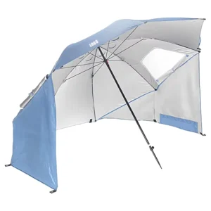 Beach Umbrella Portable Adjustable Tilt Waterproof Sun Umbrella with UV Protection 9 Foot Scalloped Market Design Steel Base