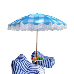 Beach and Courtyard Tassel Sun Umbrella with Polyester Fiber and Iron Rod, Customizable Pool and Patio Shade