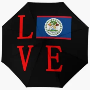Belize National Flag Emblem Pattern Fully Automatic Folding Umbrella Rainproof Sunproof