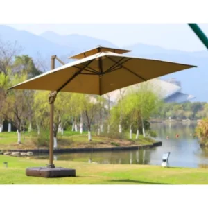 Big Commercial Outdoor Umbrella Steel Base Waterproof Foldable LED Sun Shade Parasol for Restaurant Cafe Poolside Use