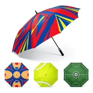 Big Size Advertising Black Fiberglass Frame Strong Windproof Waterproof Automatic Open Sports Event Custom Straight Umbrella