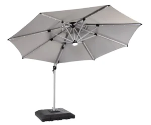 Big Size Cantilever Led Umbrella 3*3m Solar Panel Roman Parasols Patio Garden Umbrellas& Base With Led Light