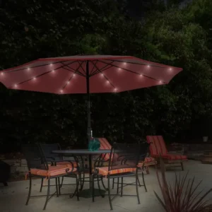 Big Size Outdoor LED Patio Umbrella Waterproof Modern Design Logo Metal Cantilever Garden Pool Solar Outdoor Furniture