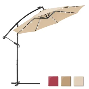 Big Size Outdoor Umbrella Sun Garden Cantilever Parasol Patio Umbrellas With Led Lights