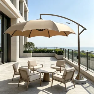 Big Size Pumpkin Outdoor Cantilever Umbrella Stainless Steel Waterproof Foldable Marble Base Dining Beach Pool Umbrella