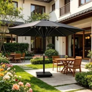 Big Size Square/Round Center Pole Umbrella Remote Control Hand Crank Outdoor Umbrella for Hotel Villa Restaurant