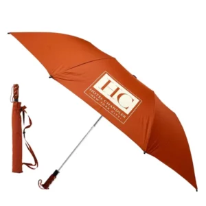 Big Size Straight Wooden Handle 2 Foldable Customized Promotion Strong Windproof Custom Auto Open 2 Folding Golf Umbrella