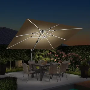 Big Sizecantilever Parasol Folded with Led Umbrellas for Terrace Rest Umbrella Metal Carton Package Outdoor Furniture