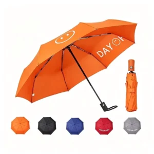 Black Coating Portable Windproof Manual Open Custom Printed Folding Umbrella