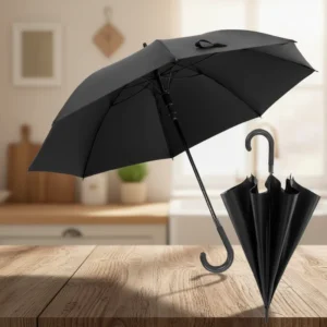 Black Custom Logo Windproof Water-Repellent Golf Umbrella
