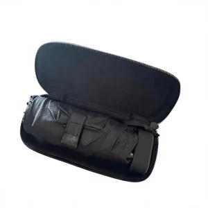 Black Five-Fold Travel Umbrella 6K Fiber Ribs Manual Pongee Fabric Plastic Handle 90cm Open Diameter