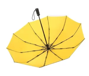 Black Yellow Travel Umbrellas with Logo Prints Folding Umbrella Custom Compact Size Automatic Windproof Rainproof Umbrella
