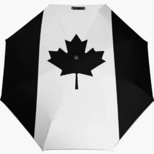 Black and White Canada National Flag Emblem Pattern Folding Fully Automatic Rainproof Sunproof Umbrella