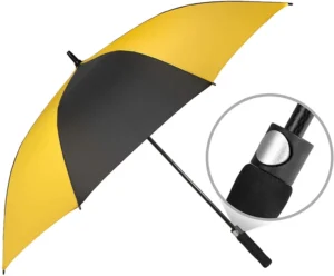 Black and Yellow Non-Slip Foam-Handle Windproof Golf Umbrella