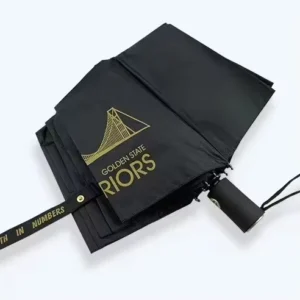 Blue 21-Inch Three-Folding Fully Automatic Umbrella 10 Ribs Rubber Handle Quick-Dry Fabric One-Button Operation