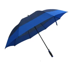 Blue Black Customized UV Rubber Handle Semi-Automatic Stick Golf Umbrella