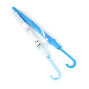 Blue Cartoon-Printed Children’s Straight Umbrella with White Polyester Fiber Frame, 105CM Diameter
