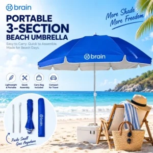 Blue Custom Beach Umbrella for Outdoor Patio, Sombrilla Parasol Sunshade
