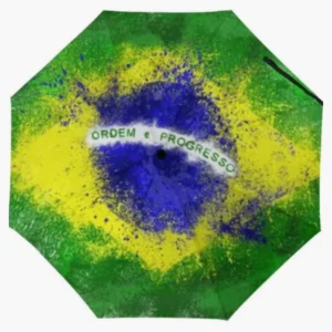 Brazil National Flag Themed Fully Automatic Folding Umbrella