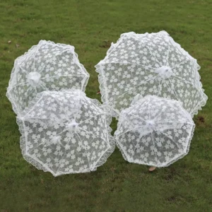 Bridal Decoration White Lace Wedding Umbrella