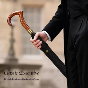 British Style Vintage Automatic Walking Stick Umbrella Extra Large Wind Resistant Non-Slip UV