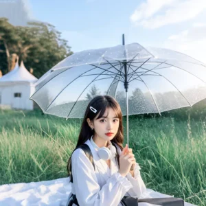 Bubble Clear Transparent Dome Umbrella for Weddings, Large Adult Windproof