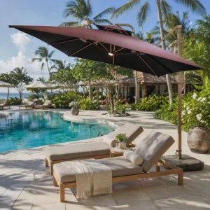 Bulk Supply Classic 360 Swivel Tilt Oversized Windproof Weighted Base Courtyard Terrace Commercial Roman Patio Umbrella