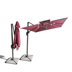 Burgundy Outdoor Patio Umbrella with Easy Tilt Adjustment and Crank for Gardens Decks and Backyards
