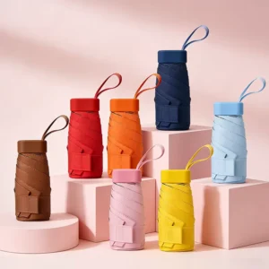 Business Gift Custom Logo Mini Folding Umbrella 19 Inch 6 Panels Palm Size Manual Open Close Umbrella