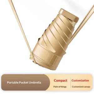 Business Gift Manual Mini Folding Umbrella 14-inch Six-Fold UV-Proof Sunshade for Women Compact Gold