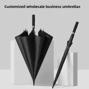 Business Large Double Golf Umbrella Automatic Straight Rod Long Handle Custom Logo 8-Rib