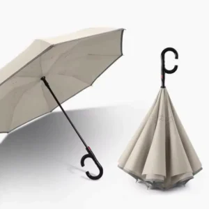 C-Handle Manual Pongee Straight Reverse Umbrella Durable Waterproof Windproof