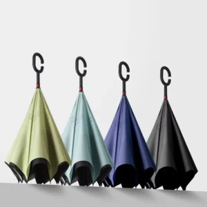 C Handle Umbrella Reverse Double Layer Windproof Compact Automatic Umbrella RPET Fabric