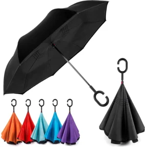 C Handle Windproof Reverse Inverted Double Layer Car Stick Umbrella
