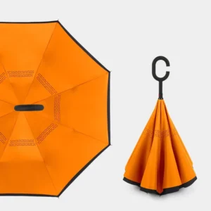 C-Shape Double-Person Reverse Umbrella with Semi-Automatic Control for Rain and Sun