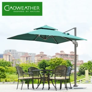 Cafe Outdoor Patio Furniture Beach Side Restaurant Large Sunshade Garden Umbrella with Base