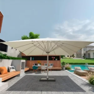 California Roma Large Poolside Parasol Black Aluminum Pole UPF50+ Fade-Proof Cloth