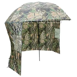Camouflage Fishing Umbrella with Side Walls and Zip Windows, Portable Outdoor Brolly