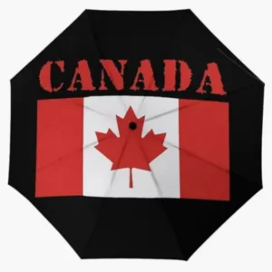 Canada National Flag Emblem Pattern Folding Fully Automatic Rainproof Sunproof Umbrella