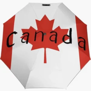 Canada National Flag Emblem Pattern Folding Fully Automatic Rainproof Sunproof Umbrella
