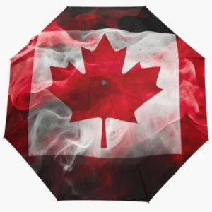 Canada National Flag Emblem Pattern Print Fully Automatic Folding Umbrella Rainproof Sunproof Umbrella