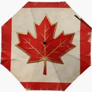 Canada National Flag Emblem Pattern Print Fully Automatic Folding Umbrella Rainproof Sunproof Umbrella