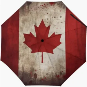Canada National Flag Emblem Pattern Print Fully Automatic Folding Umbrella Rainproof Sunproof Umbrella