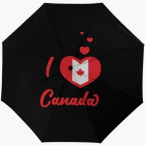 Canada National Flag Emblem Pattern Print Fully Automatic Folding Umbrella Rainproof Sunproof Umbrella