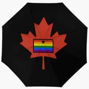Canada National Flag Emblem Print Fully Automatic Folding Umbrella, Rainproof Sunproof