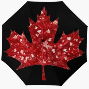 Canada National Flag Emblem Print Fully Automatic Folding Umbrella, Rainproof Sunproof