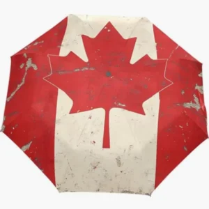 Canada National Flag Emblem Print Fully Automatic Folding Umbrella, Rainproof Sunproof