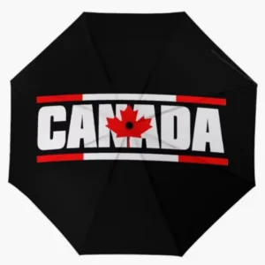 Canada National Flag Emblem Print Fully Automatic Folding Umbrella, Rainproof Sunproof