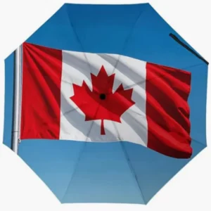 Canada National Flag Emblem Print Fully Automatic Folding Umbrella, Rainproof Sunproof