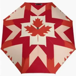 Canada National Flag Emblem Print Fully Automatic Folding Umbrella, Rainproof Sunproof